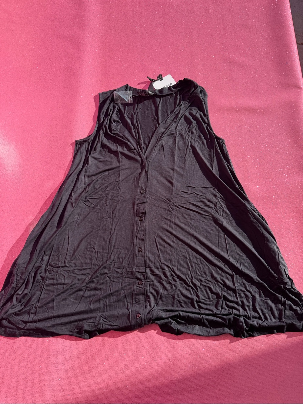Agnes & Dora Black Sleeveless Button-Front Tunic